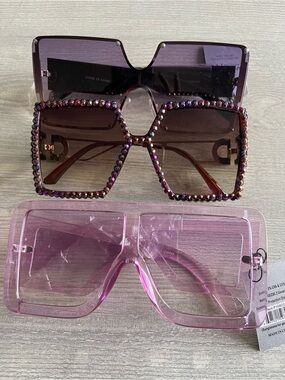 3 pair of Oversized Sunglasses- Purple